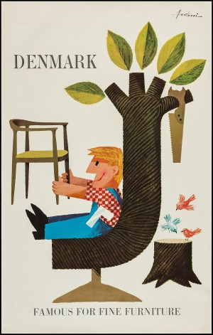 Denmark Famous for Fine Furniture vintage poster